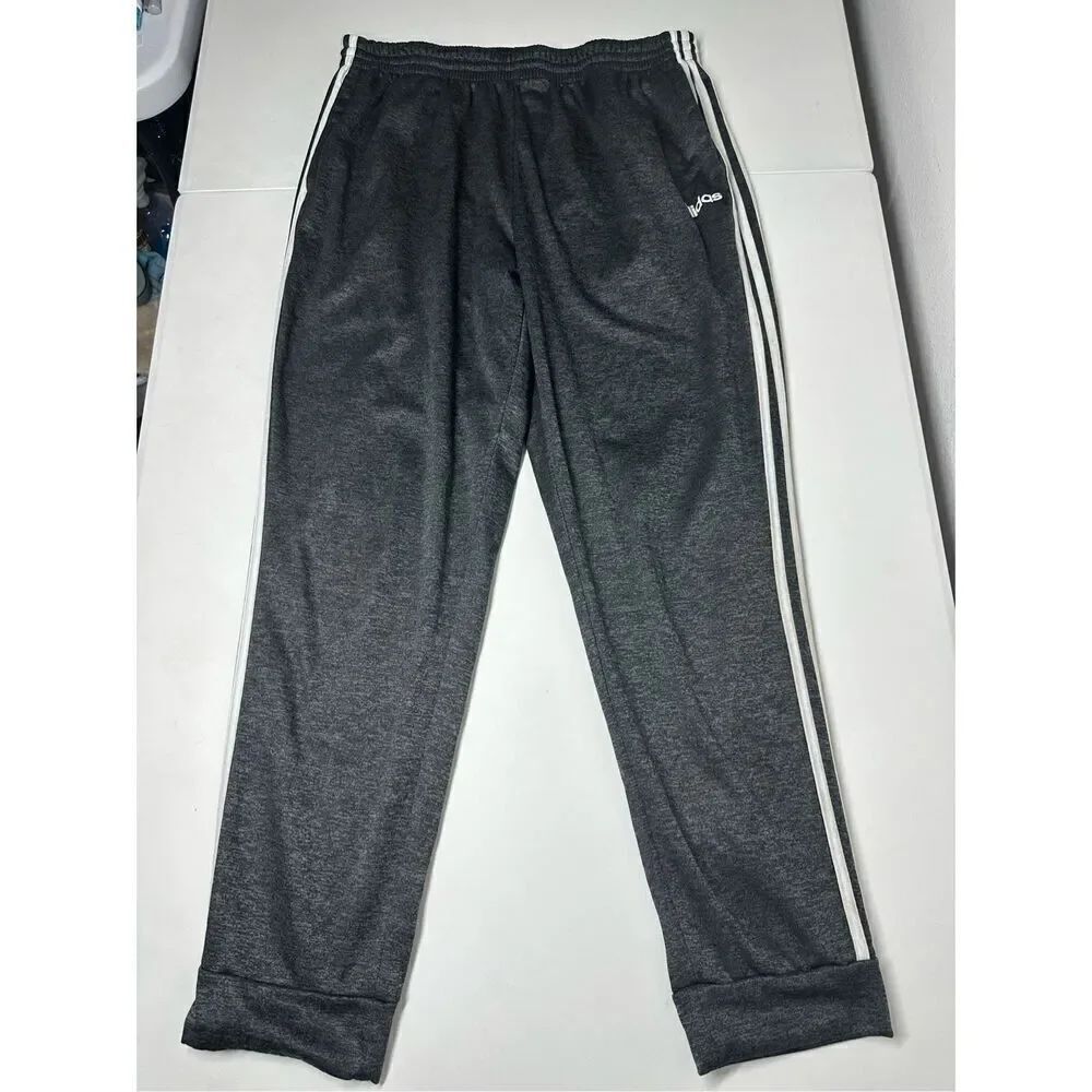 Adidas Track Pants Women's Activewear Gray Logo Stretch Pockets Sz XL